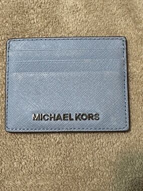 MICHAEL KORS Powder Blue Saffiano Leather Card Case